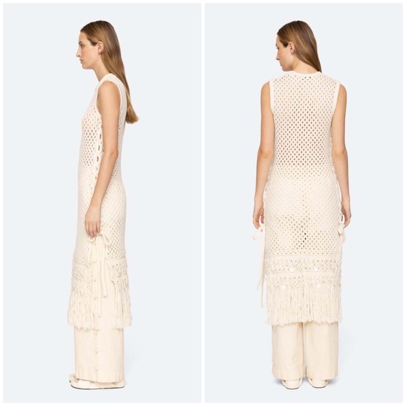 SEA NEW YORK Jesse Knit Crochet Fringe Wool Dress Size XS - Picture 5 of 12